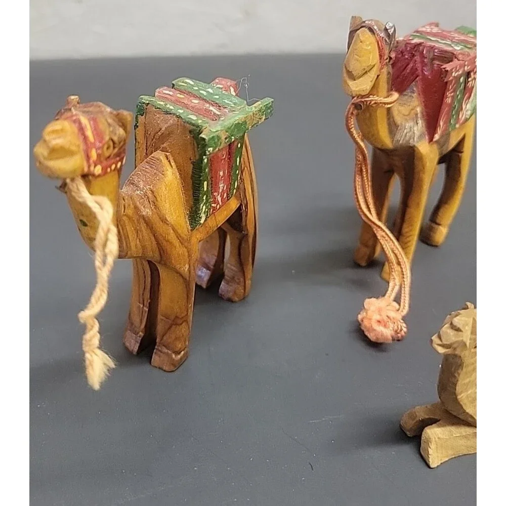 Lot of 3‎ Olive Wood Hand Carved Camel Nativity Figurines ornaments (2) 4